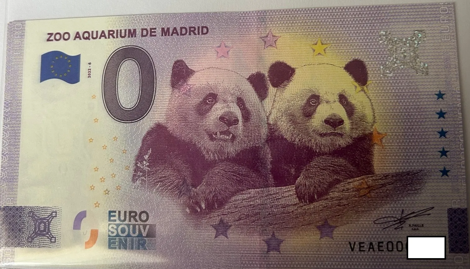 BILLETE 0 EURO ESPAÑA VEAE 2022-6 ZOO MADRID